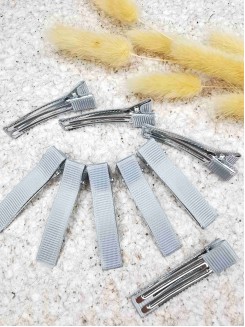 Зажим металлический "Крокодил в ленте Репс" (серый)